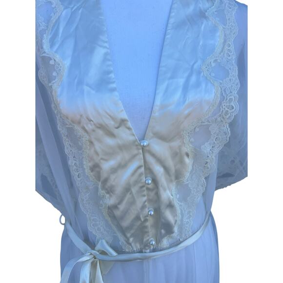 Vintage Women's Night Gown Sleepwear V-Neck Floral Lace Ivory Size Medium - Picture 3 of 16